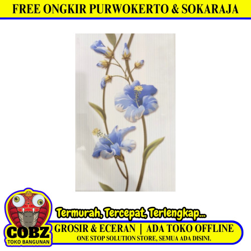 25 CM x 40 CM / UNO VALENTINO Keramik Dinding Kamar Mandi Glossy Blue Dus