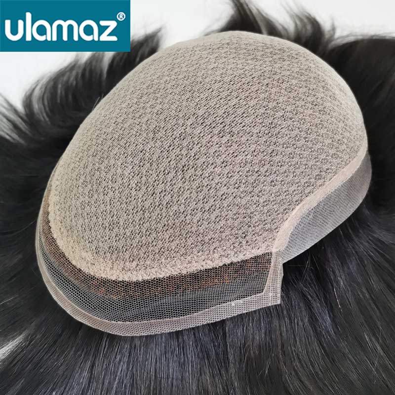 Double Knot Male Hair Prosthesis Silk Base Hair System Men's Wig Lace Front Toupee Wig For Men 100% 