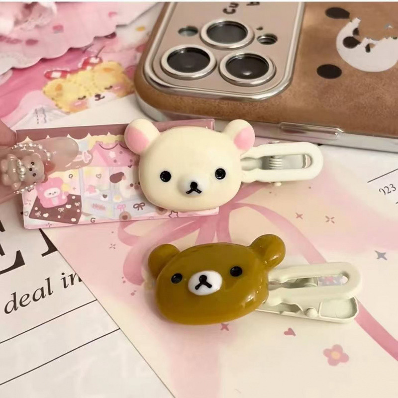 Cute Bear Hairpins Set, Preppy Headdress Plastic Hair Accessories,