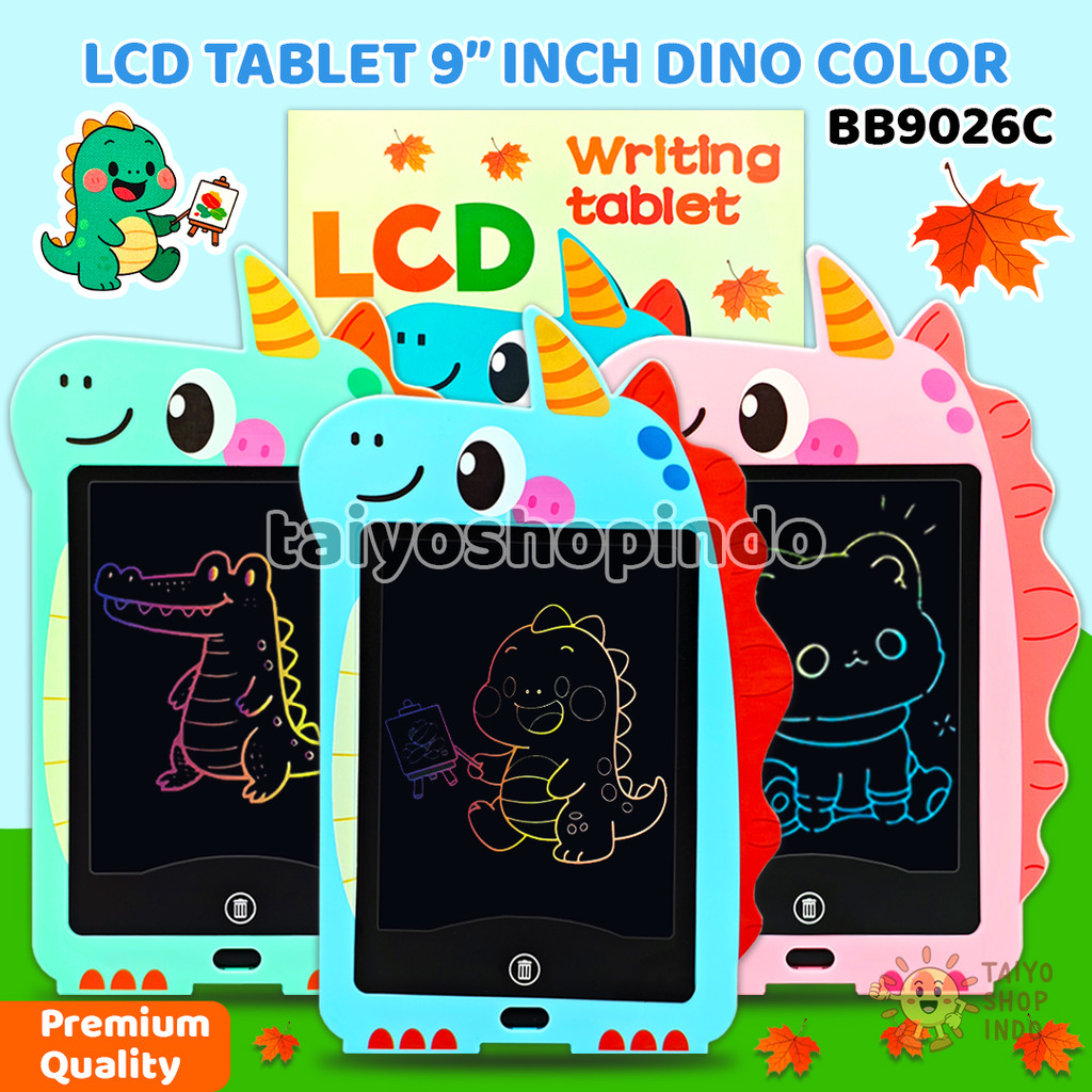 TAIYO LCD Writing Tablet 9 Inch Color Premium Quality Dino Dinosaurus Papan Tulis Hand Drawing Board