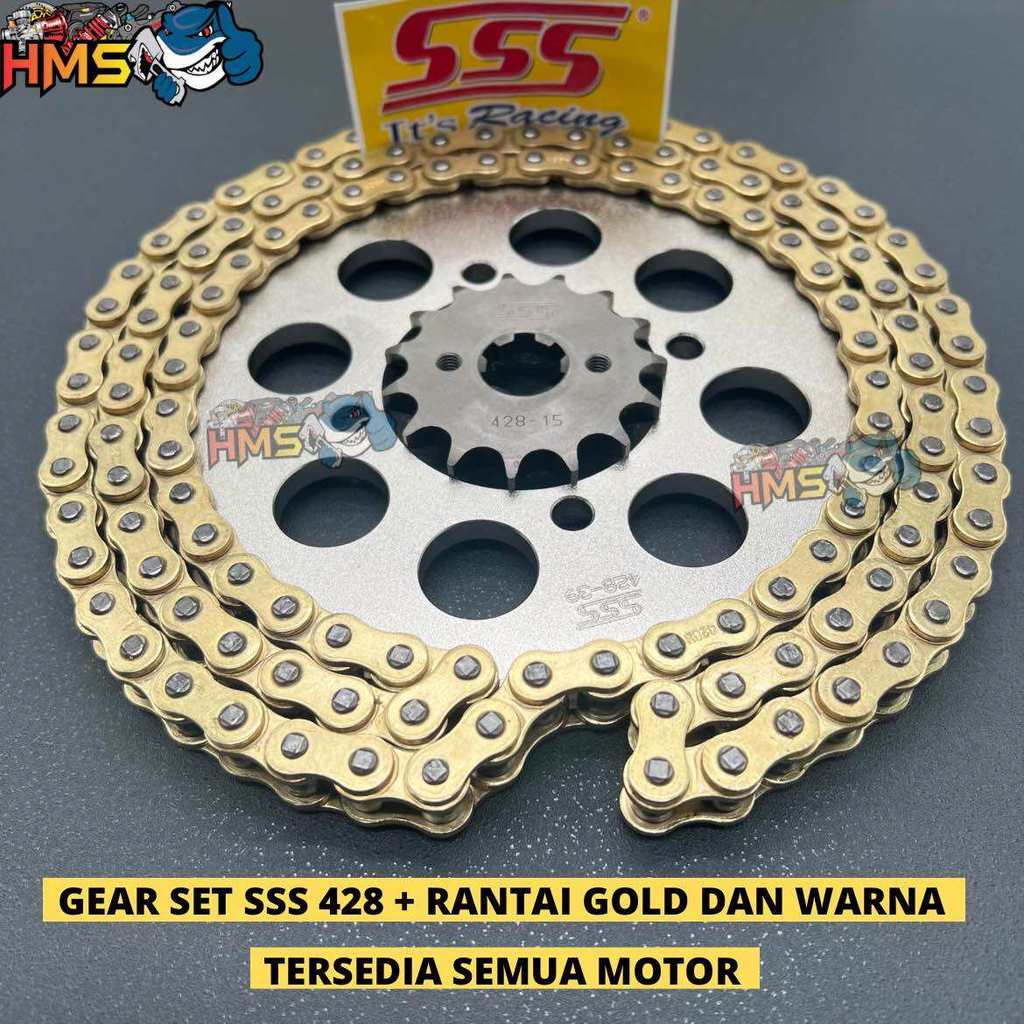 Gir Set SSS 428 Cbr Cb 150 R Megapro Verza Tiger Rantai Gold WARNA 428H Gear Set Sss Cbr 150 Cb 150 