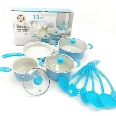 PROMO  TJ-782 Cookware set 13 Pcs Anti Lengket Peralatan Masak Panci - BIRU