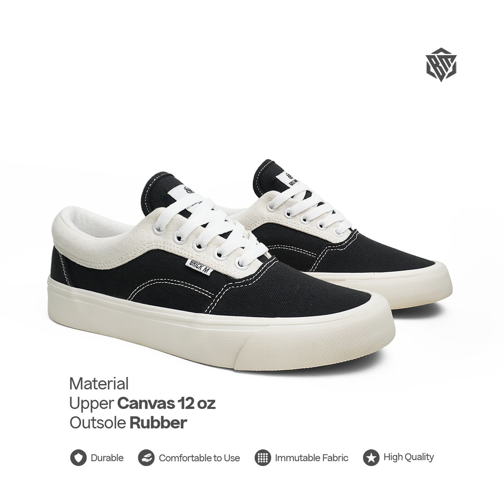 Brick Mansions - Skaters Black Off White Sepatu Sneakers Casual Pria Wanita