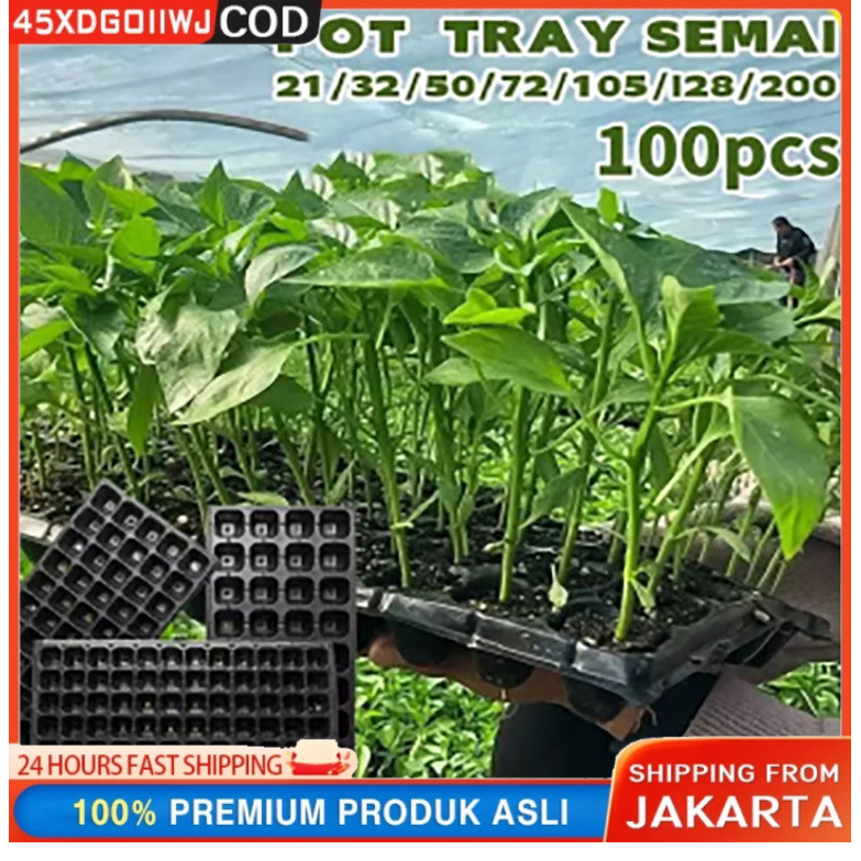 100PCS Pot Bibit /Tray Semai / Seedling Pot /Pot Tray Semai Bibit Benih 21/32/50/72/105/128/200 Luba