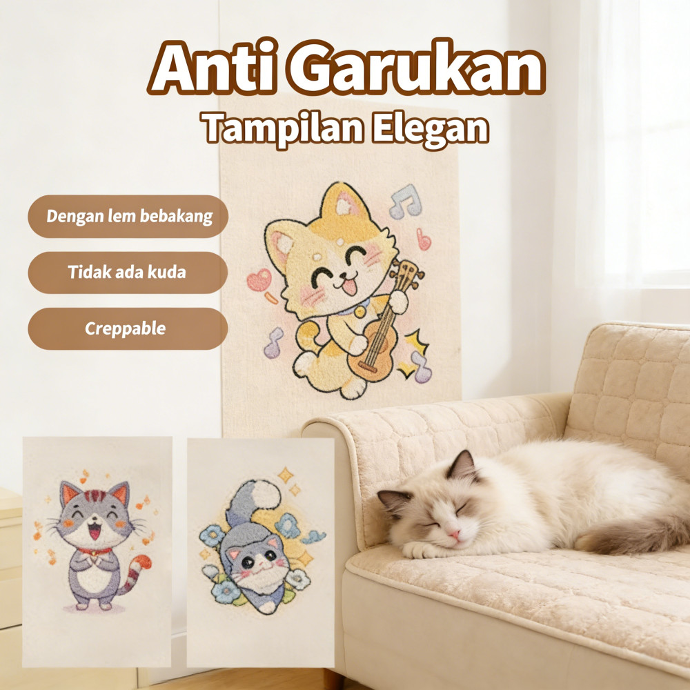 Kucing Garukan Sofa Karpet Tempel Tembok Pelindung Dinding Cakaran Anti Gores Furniture Motif