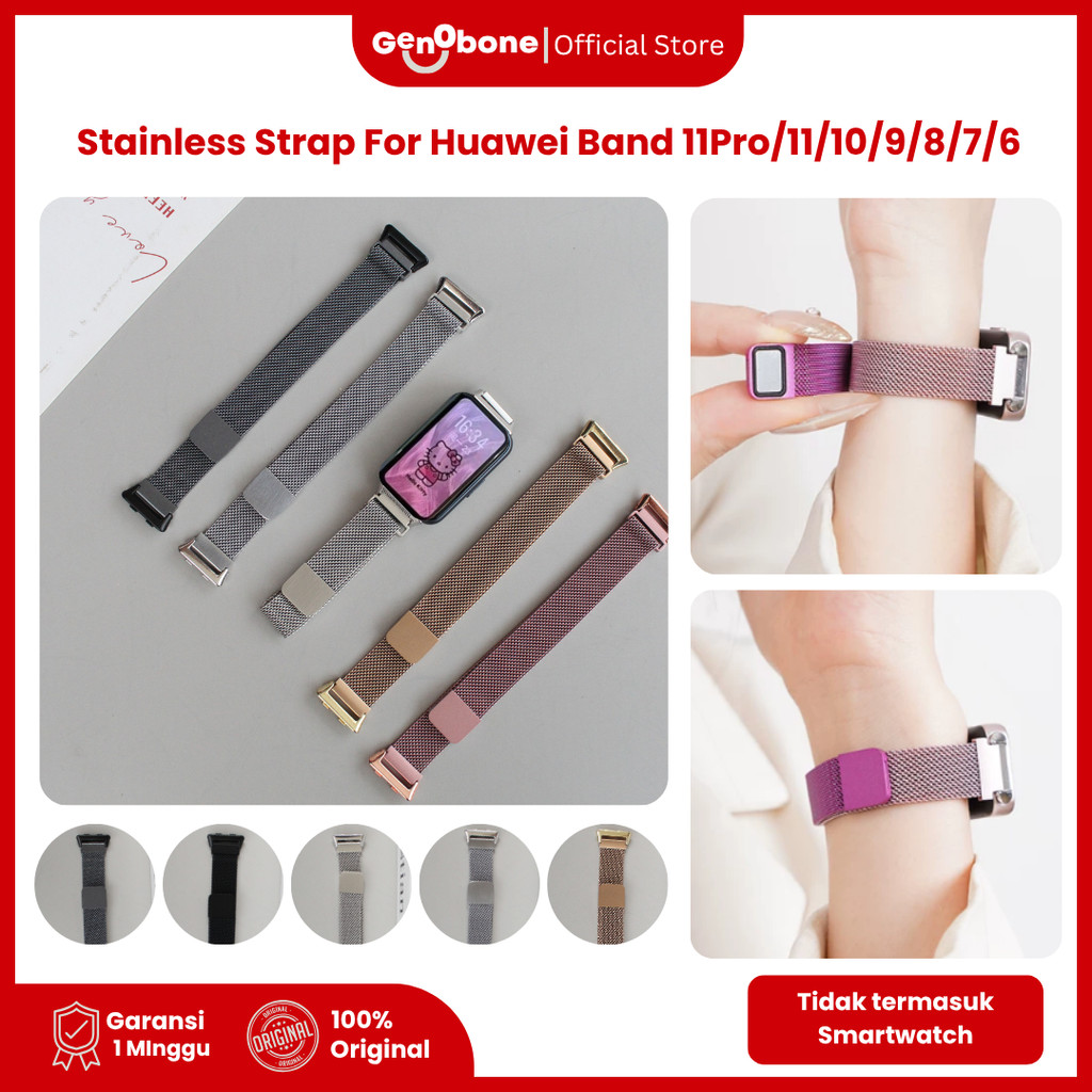 GenObone Strap For Smartwatch-Stainless Steel Strap for Huawei band 11Pro Huawei band 11  Huawei ban