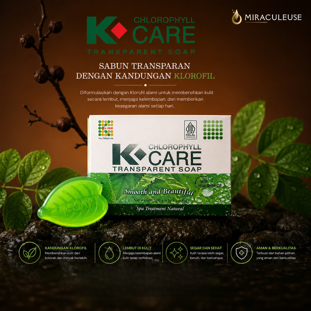 K - Care Chlorophyll Transparant Soap | Sabun Klorofil | Original K-link