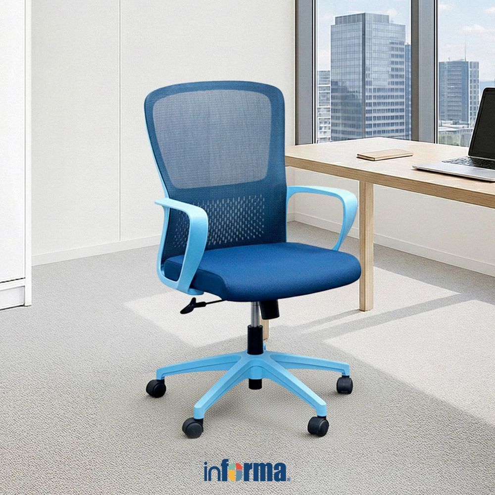 Informa G Spencer Kursi Kantor Sandaran Rendah - Biru Tempat Kerja Dengan Roda Office Chair Kursi Me