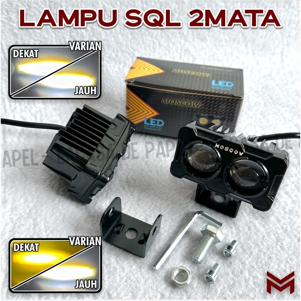 LAMPU MOTOR 2 Mata ORIGIAL MOSCOW JAUH DEKAT HI LOO CAHAYA PUTIH KUNING / Lampu Sorot Led / Lampu FO