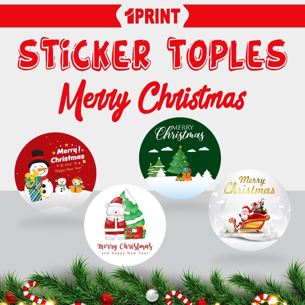 Stiker Toples Natal Merry Christmas | Sticker Toples | Sticker Bulat | Stiker Kemasan Parcel | Stick