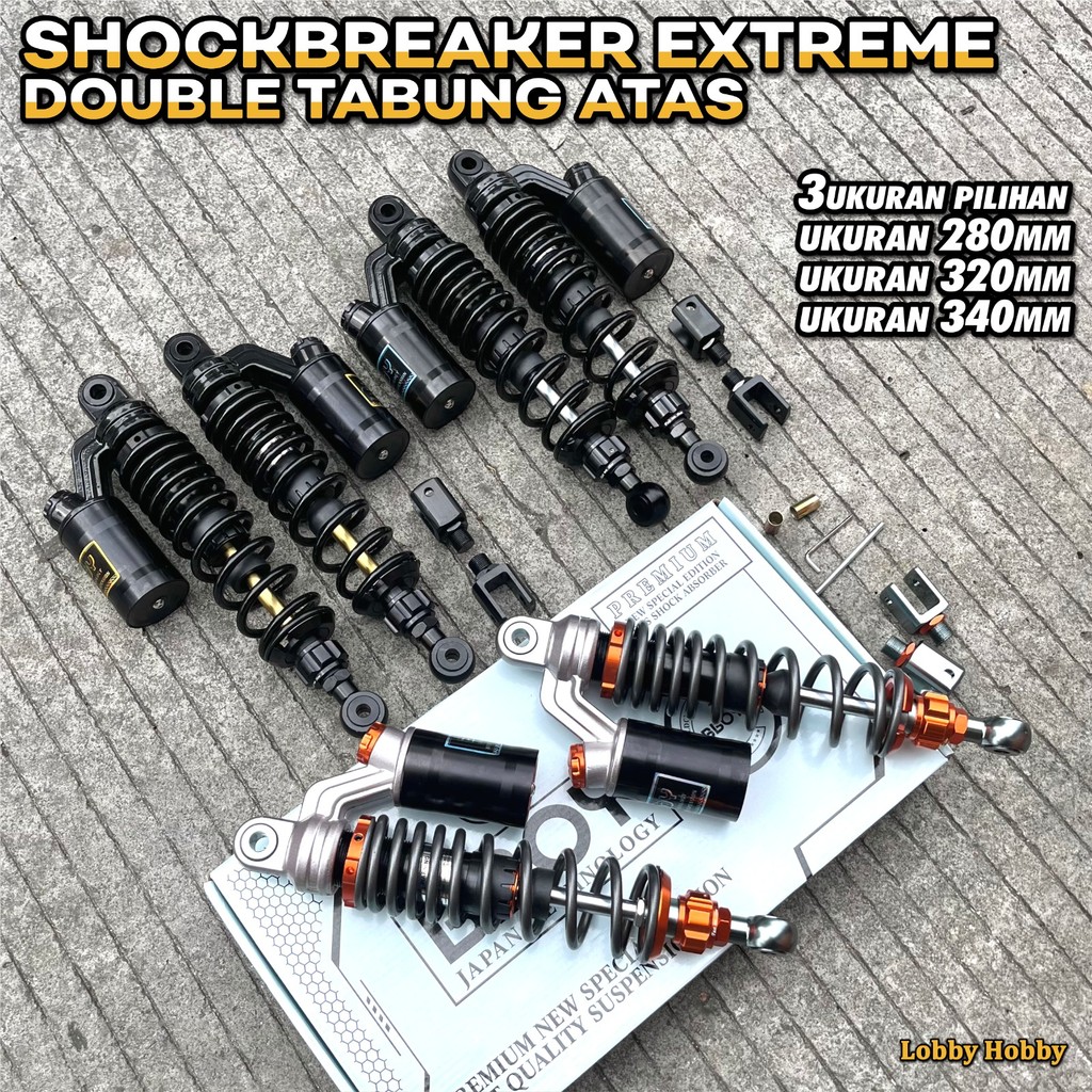 SHOCKBREAKER SHOCK DOUBLE TABUNG ATAS UK 280MM 320MM 340MM KTC MATIC & BEBEK PNP RX KING F1ZR VEGA J