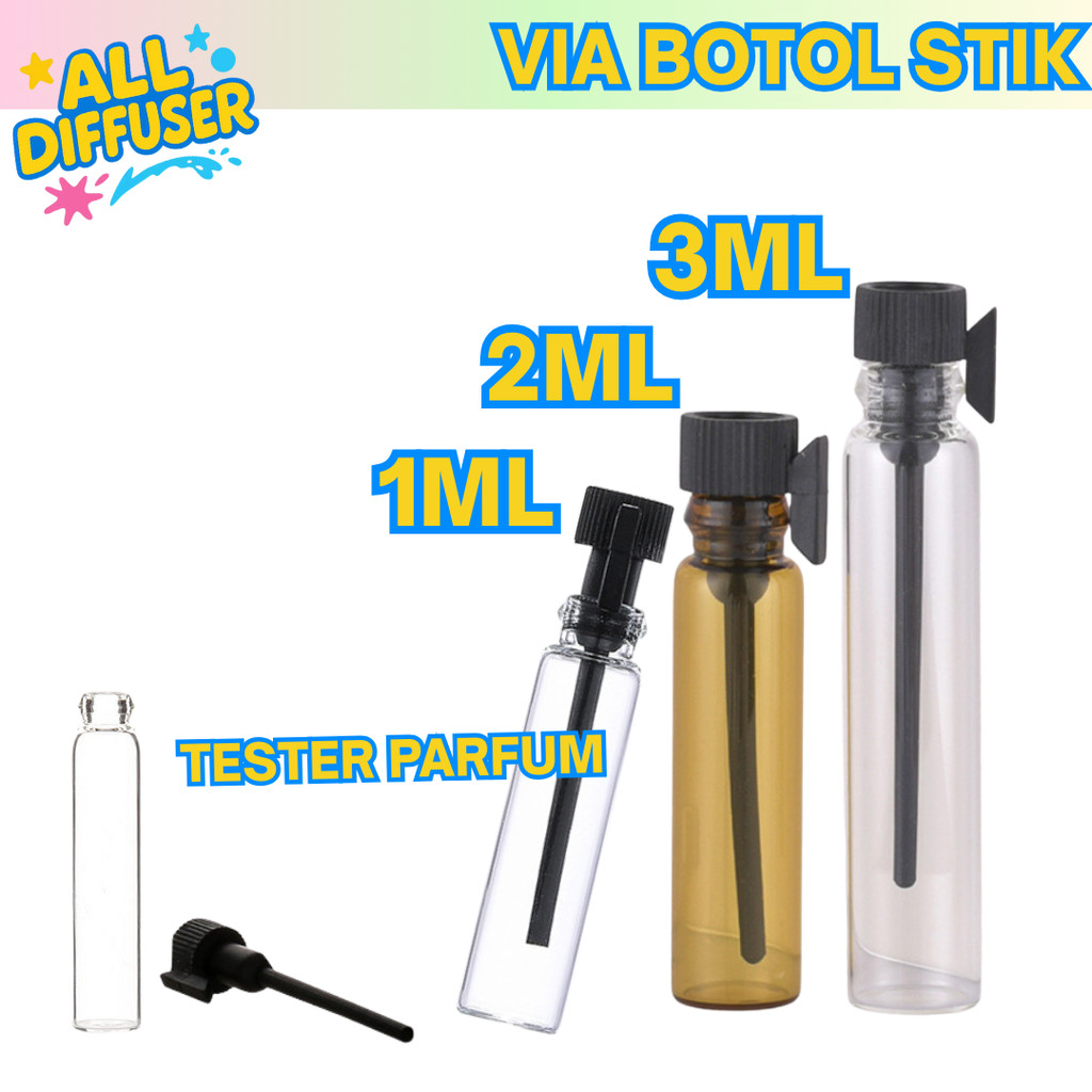 (All Diffuser) Vial Botol Stik 1ml 2ml 3ml – Botol Stik Tester Parfum Mini Kaca