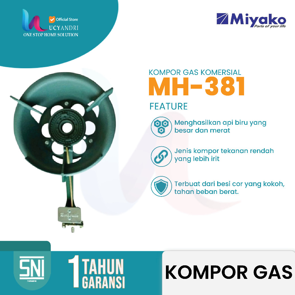 Miyako Kompor Gas Komersial MH-381 – 1 Tungku Api Besar, Tahan Lama