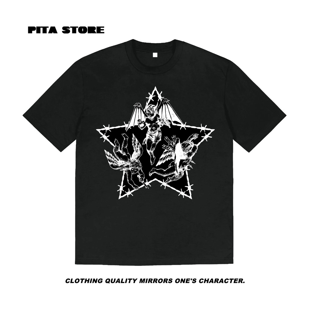 PITA Kaos ANGEL HITAM Polyester Ukuran S-3XL