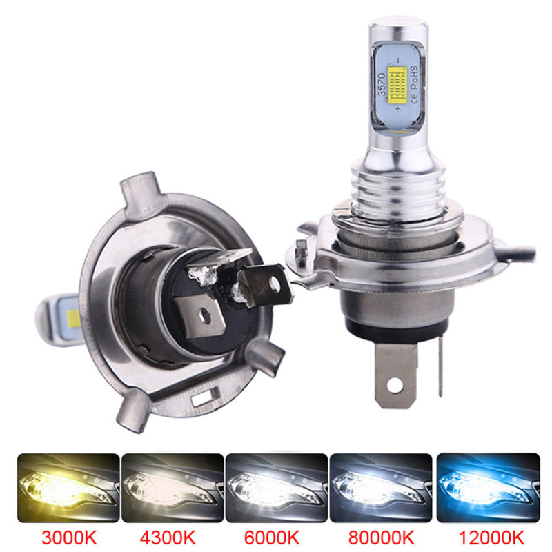 2Pcs H4 H7 H11 Universal 6500K Motorcycle Headlight Fog Light Lamp CSP LED Bulb Hi-Lo Beam Wireless 