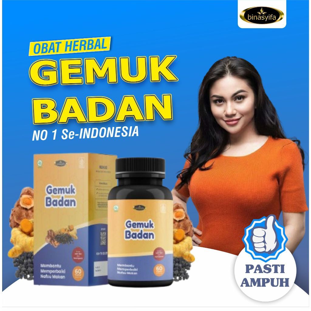 Gemuk Badan Binasyifa 60 Kapsul – Suplemen Penambah Berat Badan Alami & Penggemuk Badan Cepat - Gros