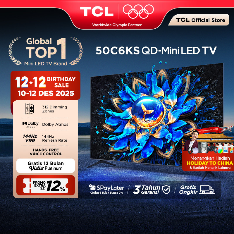 TCL 4K QD-Mini LED TV 50 Inch C6KS - High HDR Brightness - Dolby Vision & Atmos - IMAX Enhanced - 14
