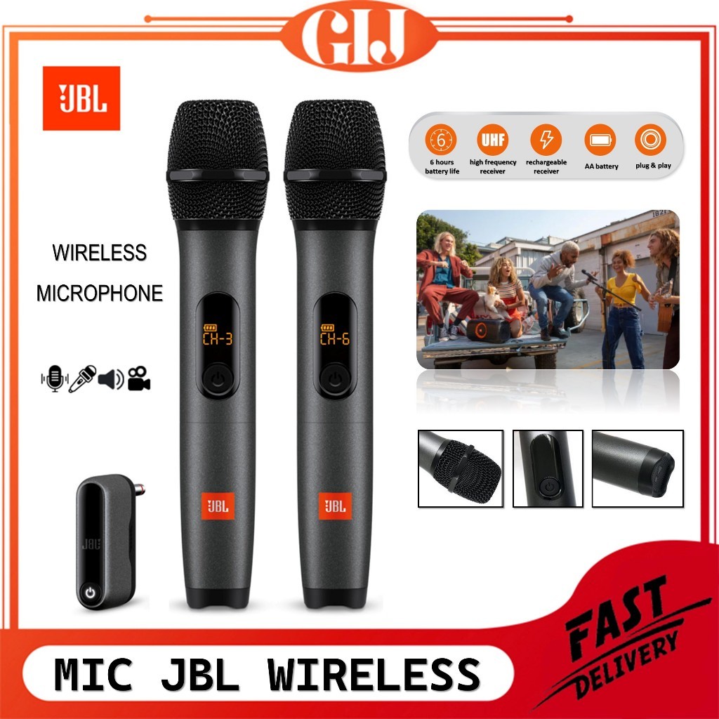 Mic JBL Microphone Mic Wireless Profesional Mic Karaoke With Receiver
