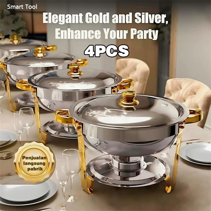 mtc - Smart Tool Round Chaving Dish / Wadah Prasmanan stainless steel Tebal Food Warmer Chafing Dish