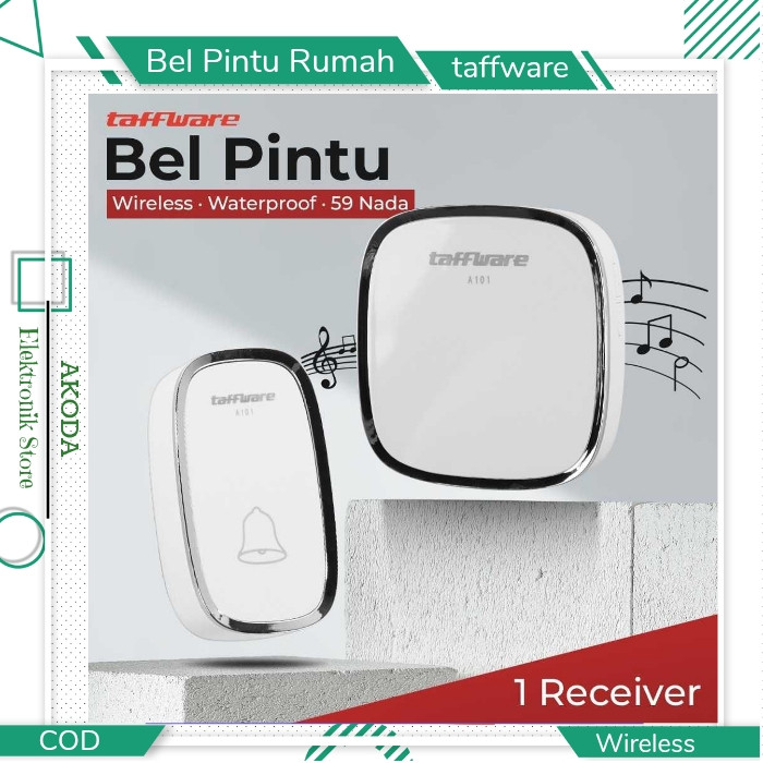 TAFFWARE BEL PINTU RUMAH WIRELESS DOORBELLS WATERPROOF 59 NADA / Bel Pintu Rumah Wireless