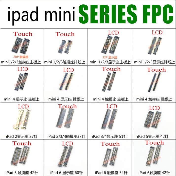 2pcs ipad mini air air2 ipad 2 3 4 5 Layar Sentuh LCD Digitizer konektor FPC Papan Pin pada motherbo
