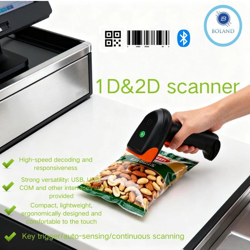 portable scanner barcode scanner 1D 2D QR 24G Bluetooth Wireless scanner documents negative scanner 