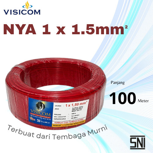 Kabel NYA 1.5mm 100M Visicom / Kabel NYA 1x1.5mm Panjang 100M / Kabel NYA Tembaga Murni SNI