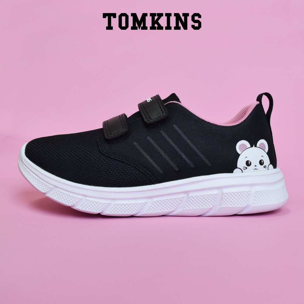 TOMKINS Luca - Black White Sepatu Sekolah Anak Perempuan