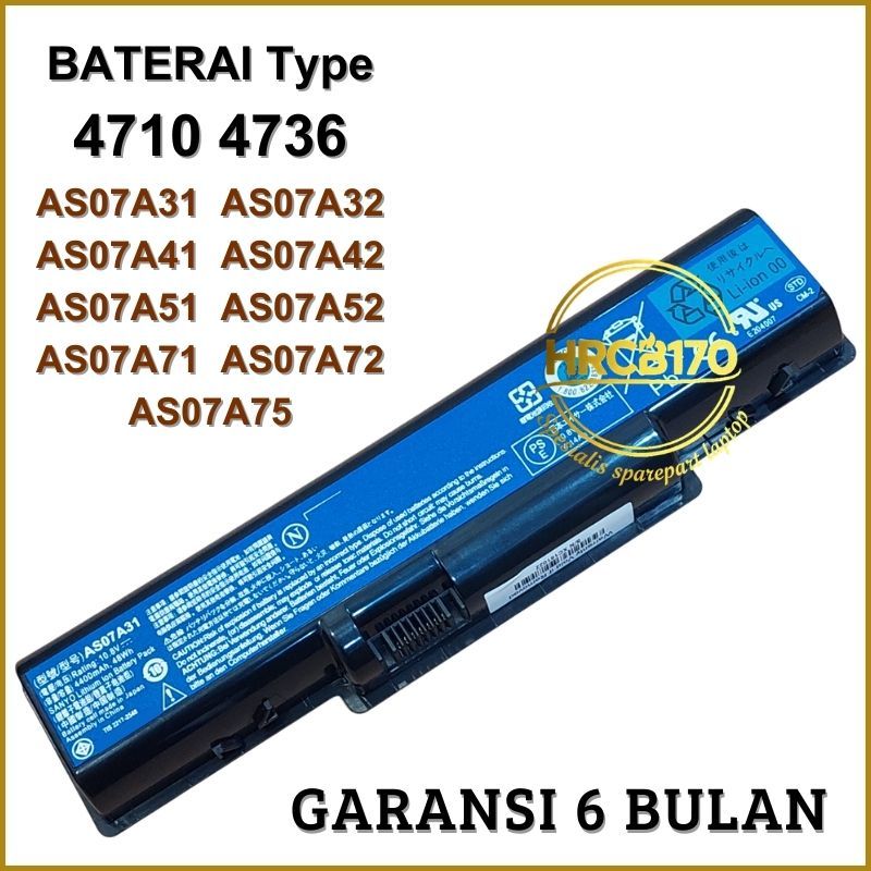 Baterai Laptop Acer AS07A42 AS07A51 AS07A52 AS07A31 AS07A32 AS07A41 -HRCB