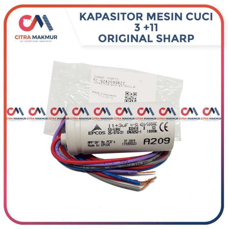 Kapasitor Mesin Cuci 3 uF dan 11 uF Sharp Original Epcos A209 Capasitor 4 kabel Washing Machine