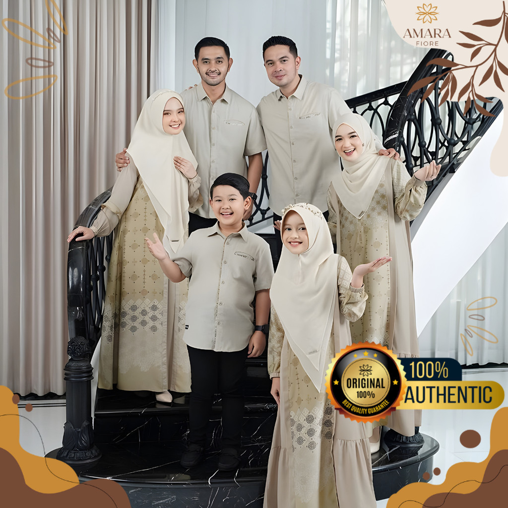 Family Set Lebaran Premium Sarimbit Almeira 2026 Summer Sand Motif Ethnic Modern Exclusive