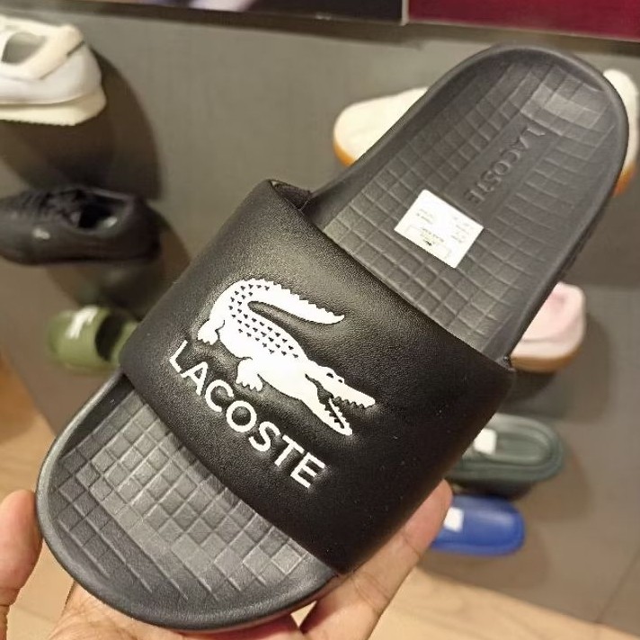 New Produk!! Sandal Lacoste Croco Slide Black Original Baru