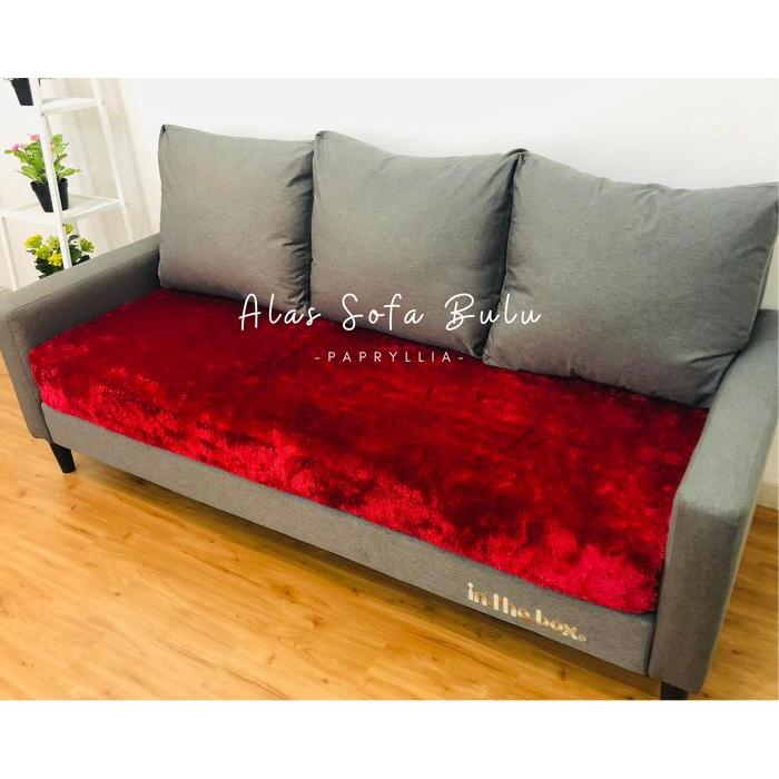 Krucils - Alas Sofa Bulu Rasfur Ukuran 200x150cm ( Merah Maroon )