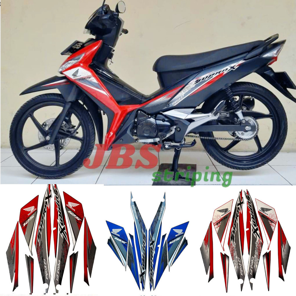 Stiker supra x 125 fi 2020 striping Supra x 125 Fi 2019 2020 merah hitam biru kualitas bagus