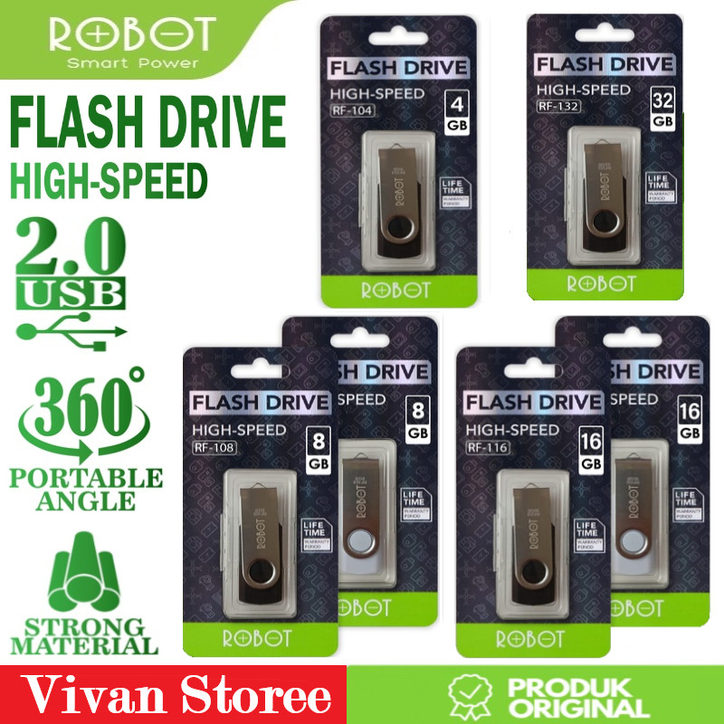 cod ROBOT Flashdisk USB2.0 4GB / 8GB / 16GB / 32GB Rotatable U-disk with Package Garansi Original Re