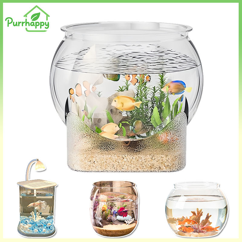 Purrhappy 5 Size Akuarium Toples Plastic Aquarium Tank Aquarium Ikan Hias Aquarium Bulat Akuarium Ta