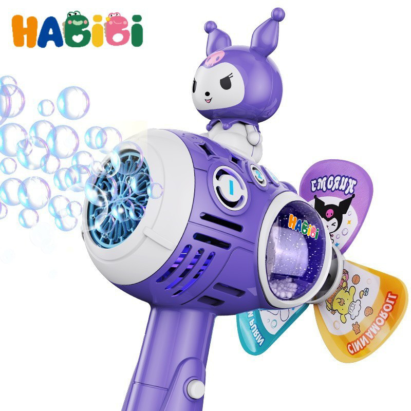 Habibi Mainan Kuromi Bubble Gun, Mesin Tiup Gelembung Otomatis dengan Efek Cahaya untuk Anak 2026