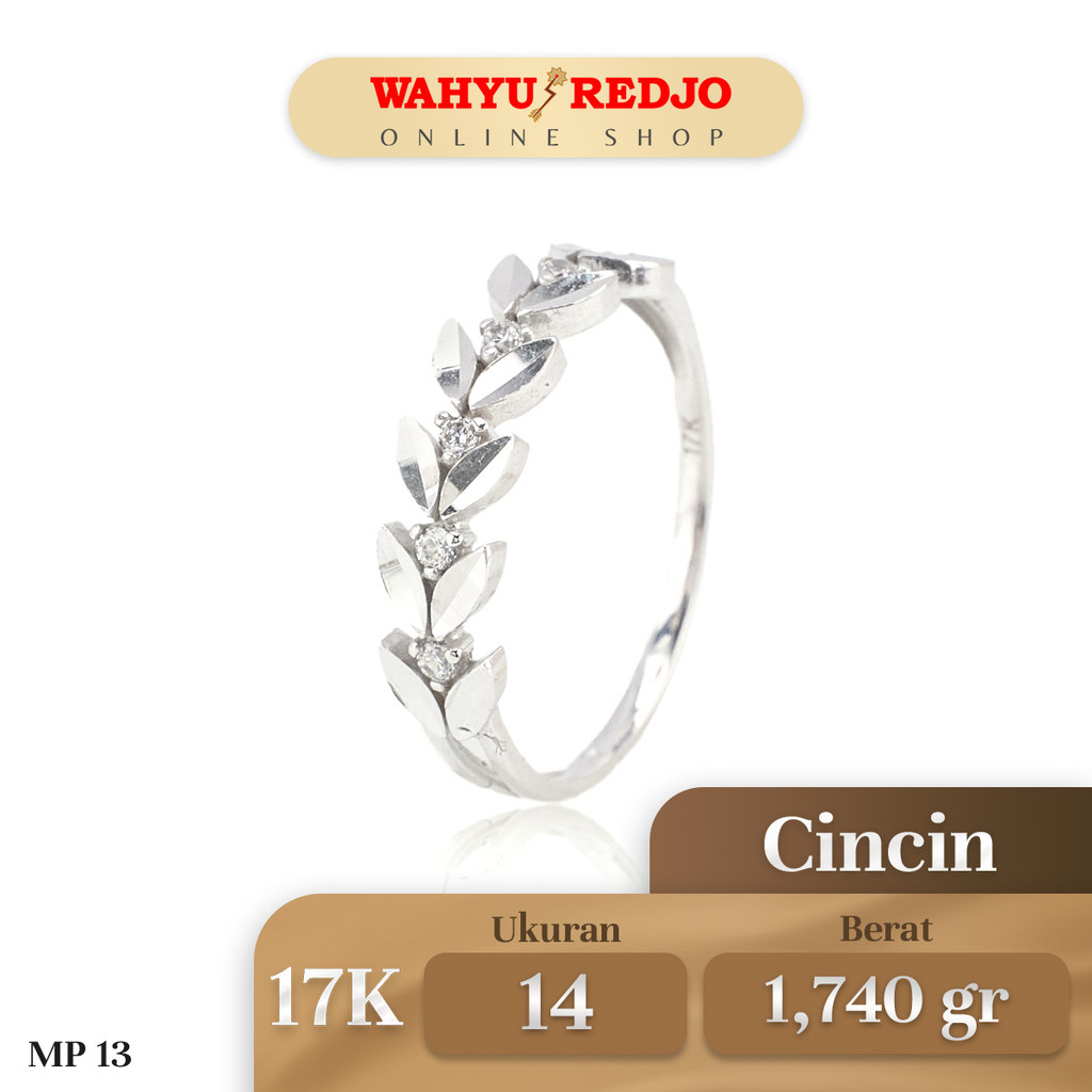 Cincin Daun Putih Emas Kadar 17K Wahyu Redjo CC-17K-29960319-PMR