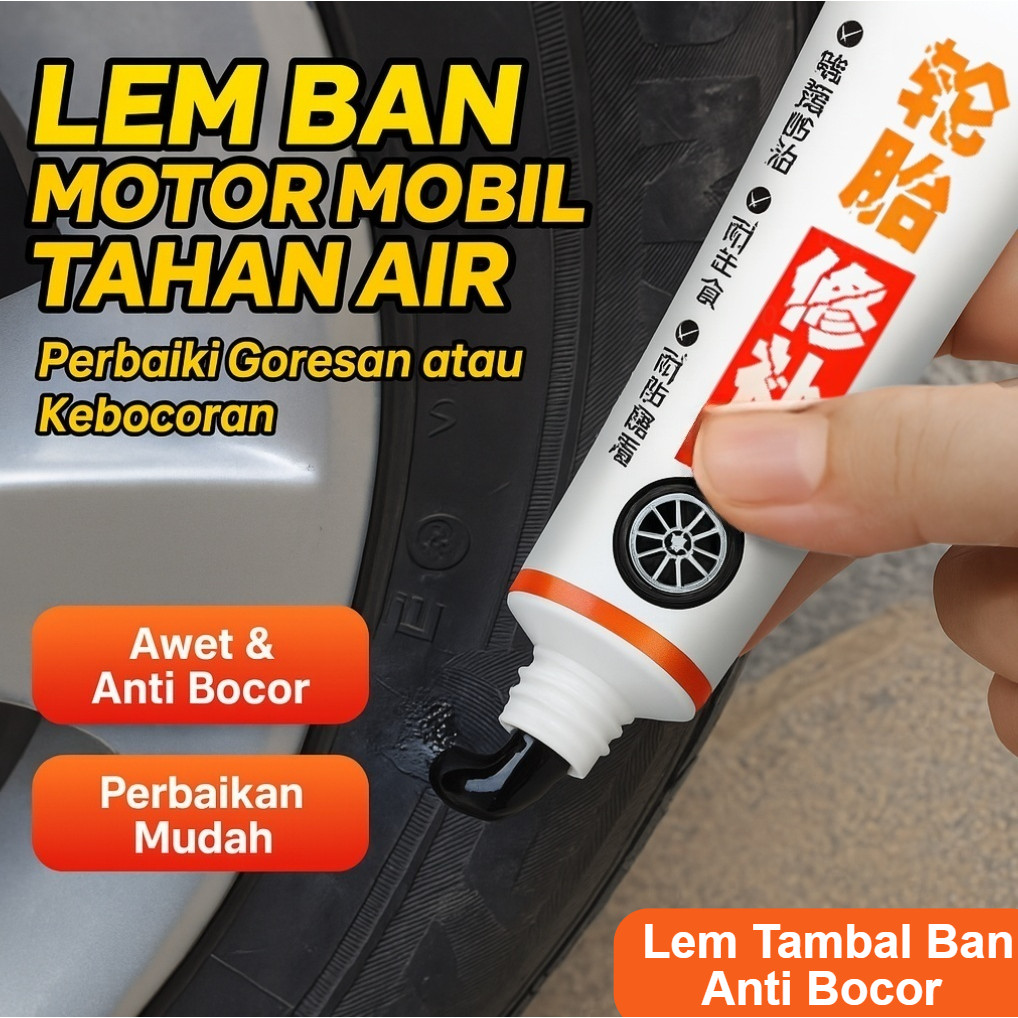 [ COD/Kirim Dalam 24 Jam ] Lem Tambal Ban Anti Bocor – Lem Karet Hitam Tahan Air dan Panas | Lem Ban