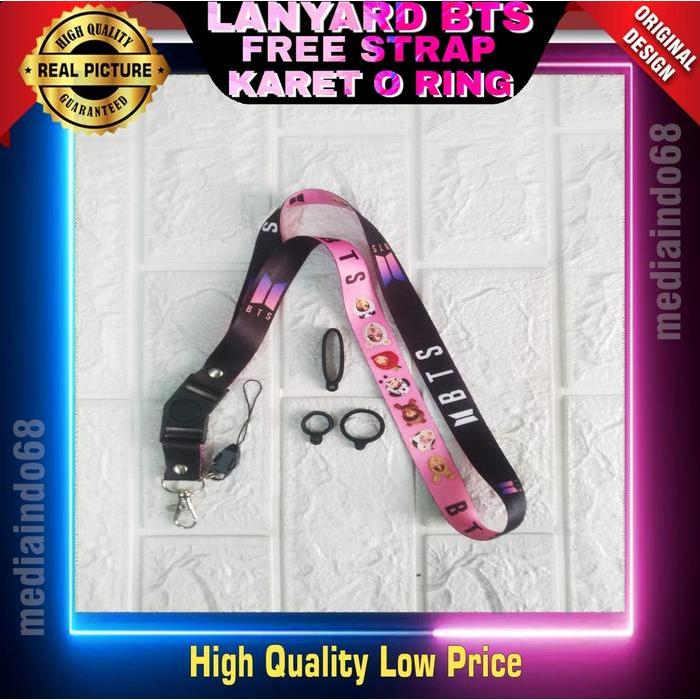 Lanyard / Tali Gantungan ID Card BTS  Free Strap Gantungan HP/Flashdisk - Lanyard BTS Saja