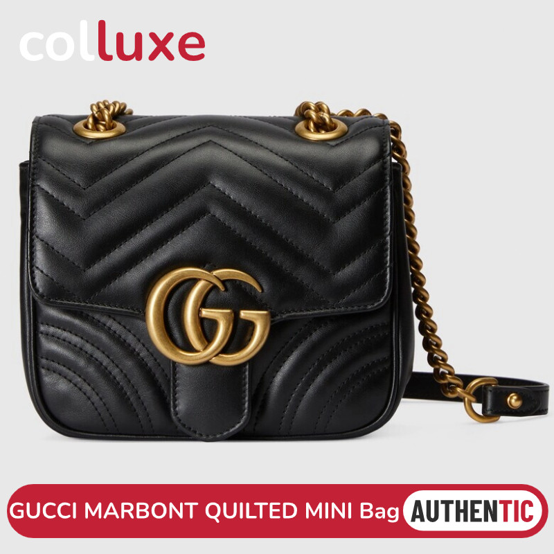 Gucci GG Marmont tas belakang kecil straight quilt tas belakang sisi wanita