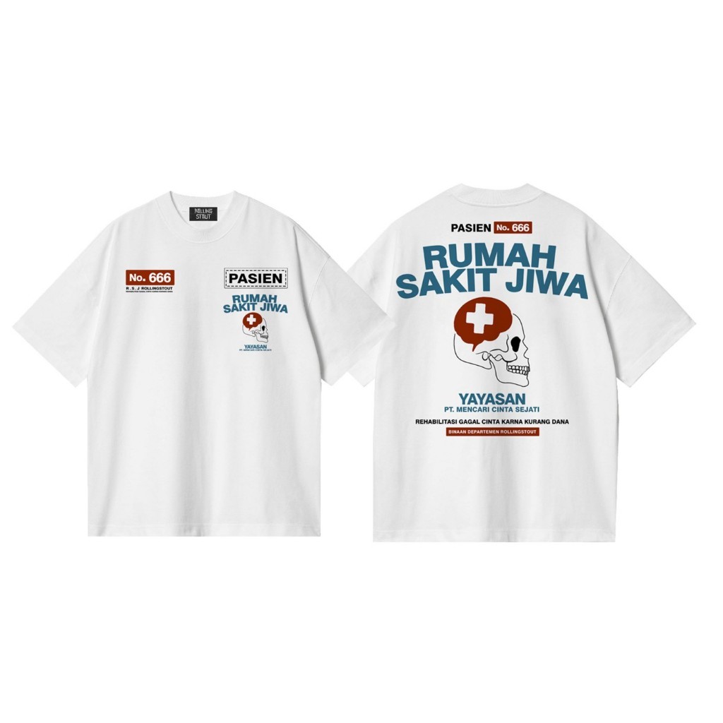 100% Katun Rollingstout Tshirt  - BAJU PASIEN RSJ | Kaos Band | Parodi  | BAJU MUSIK METAL ROCK