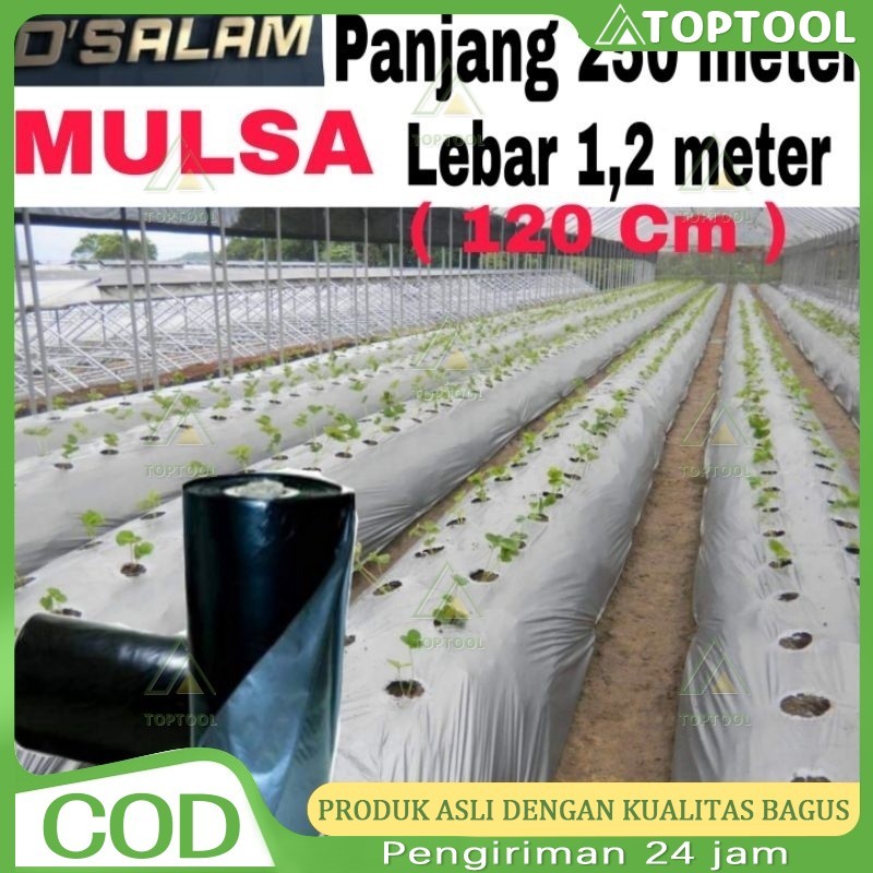 Mulsa Plastik Hitam Perak 1 Roll (250m x 120cm) - Plastik Mulsa Pertanian Premium
