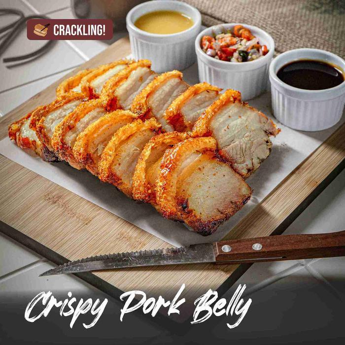 CRACKLING Ready To Eat Crispy Pork Belly 500Gr Babi Panggang / Pork Belly / Sio Bak / Babi Kulit Gar