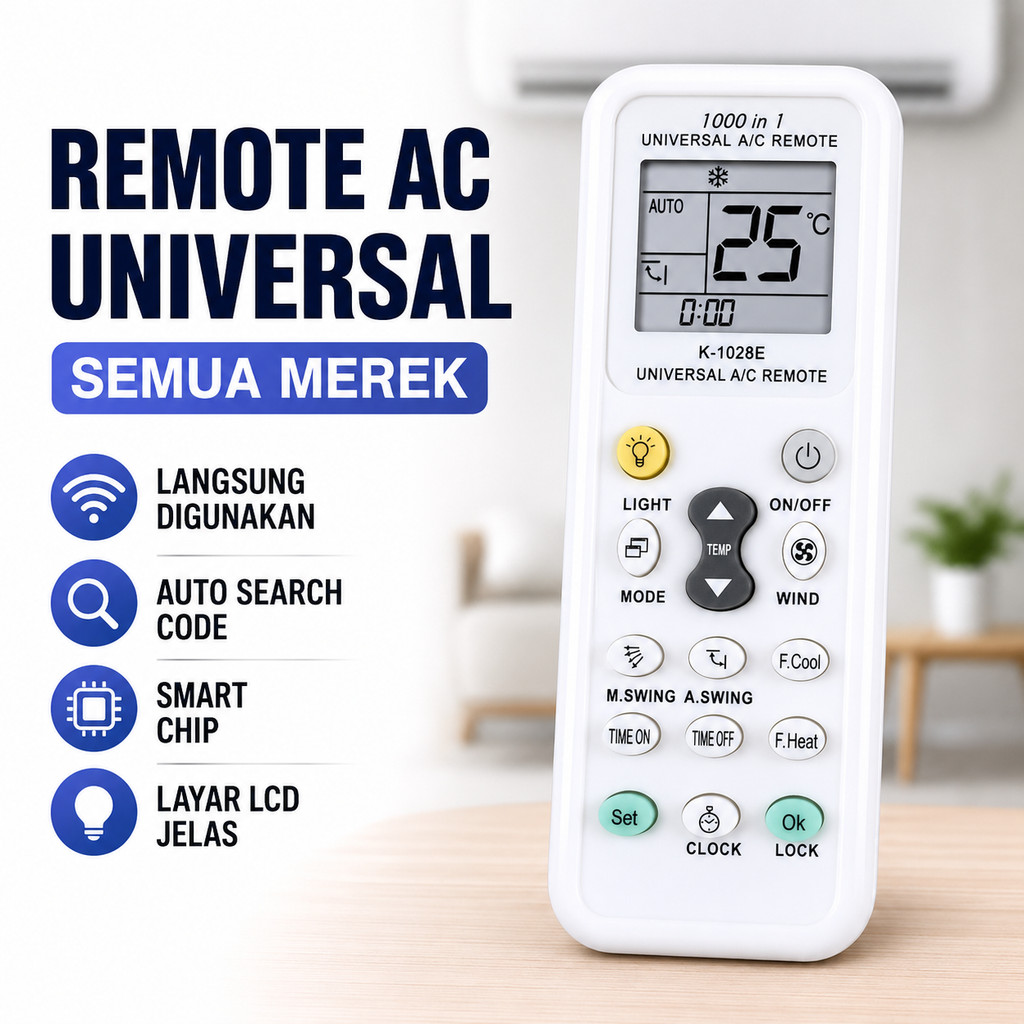 Remote AC Universal Semua Merek Pengganti Remote AC Rusak Hilang Compatible Samsung Sharp Daikin LG 