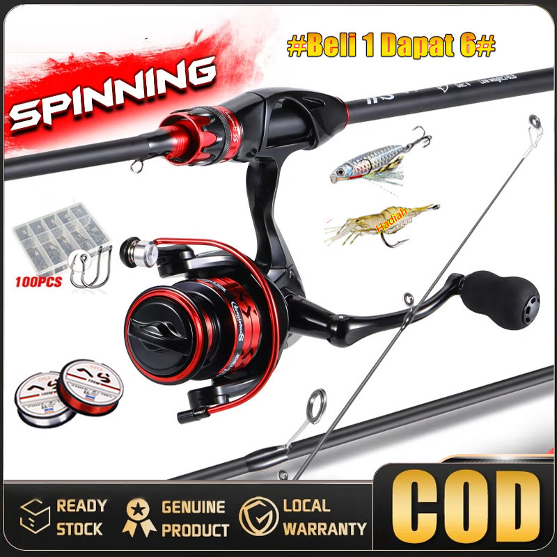 Joran Pancing Set 1.6m-2.4m Dan LK1000-7000 Full Metal Reel Lengkap