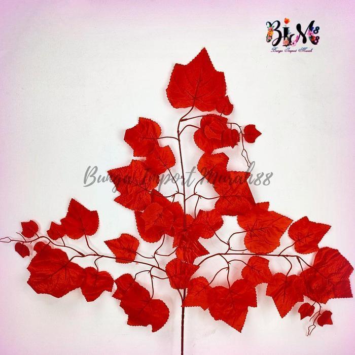 COD DAUN ANGGUR DEKORASI GRIFFIN CABANG 3 LUSINAN - DAUN DEKORASI WEDDING - Merah TERLARIS