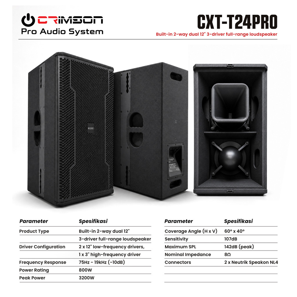 SPEAKER CRIMSON CXT - T24PRO SPEAKER PASIF CRIMSON 12INCH CXT T24 PRO