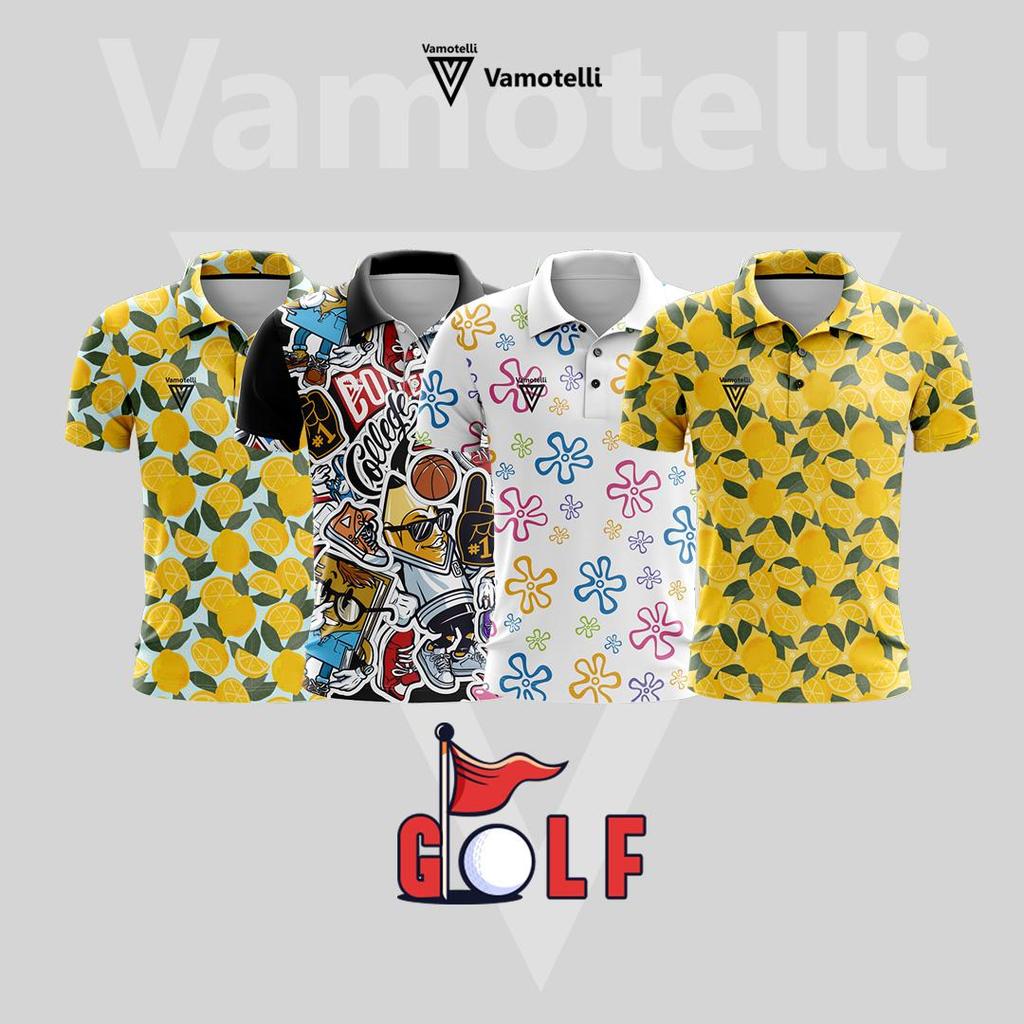Vamotelli Baju Polo Shirt Golf Stretch Pro Original Motif Lemon Fresh Dryfit Premium untuk Pria Casu