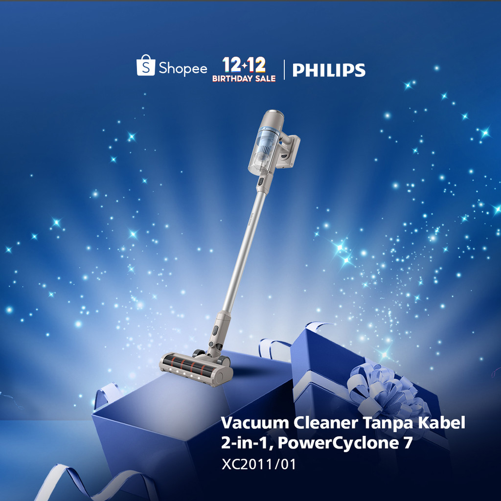 Philips Vacuum Cleaner Tanpa Kabel Polygon XC2011/01 2000 Series Cotton Blue - Vacum 2in1, Penyedot 